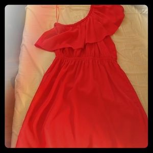 Express red one-shoulder dress